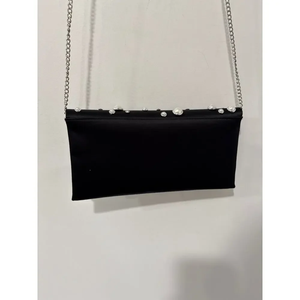 Nordstrom Pearl Clutch Evening Bag Black